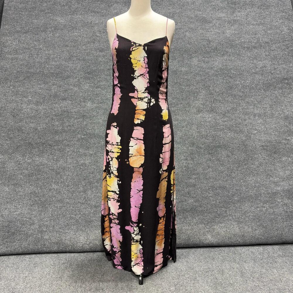 Busayo Collective Dress Womens XS Black Multicolor Tie Dye Slip Maxi Rayon Lined